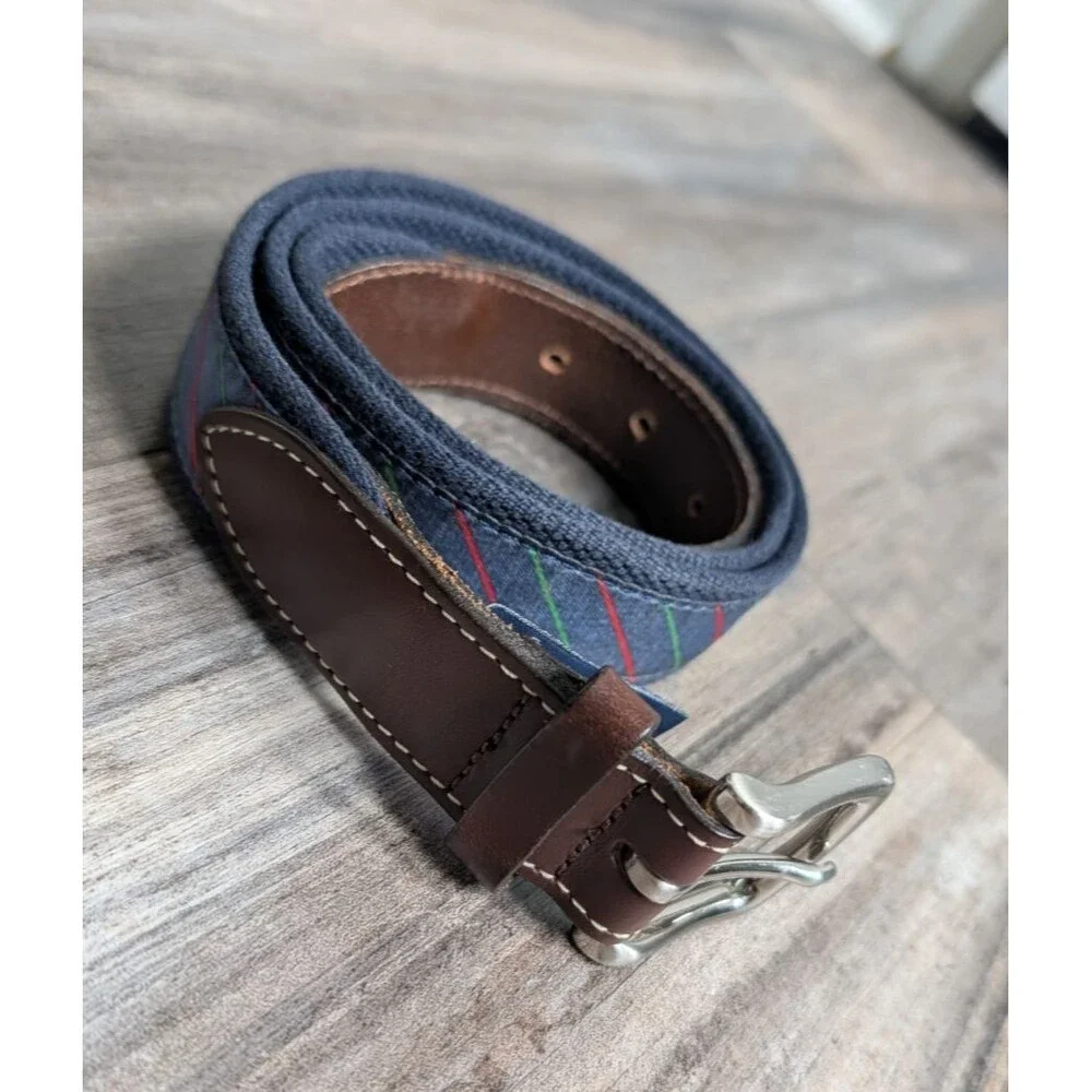 Vineyard Vines Canvas Club Belt Men's Size 36 Made in USA Blue Preppy Golf